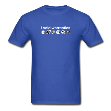 I Void Warranties by Gearheart Shirts - royal blue