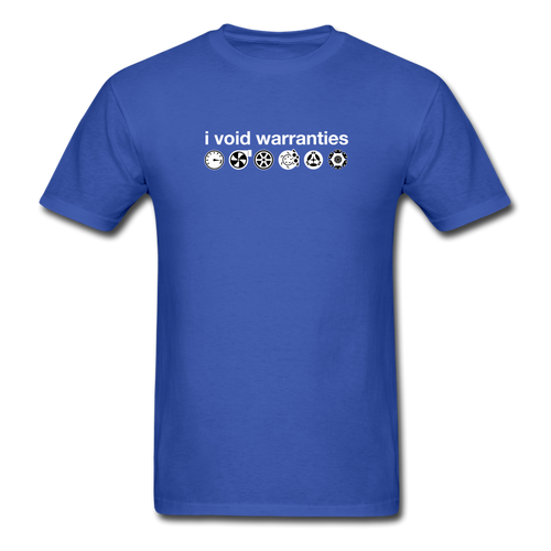 I Void Warranties by Gearheart Shirts - royal blue